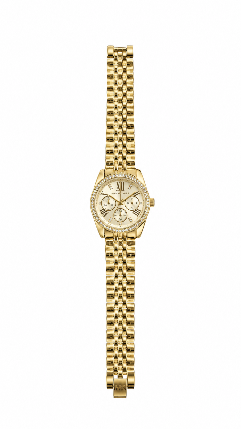Gold-Tone Crystal Chronograph Watch